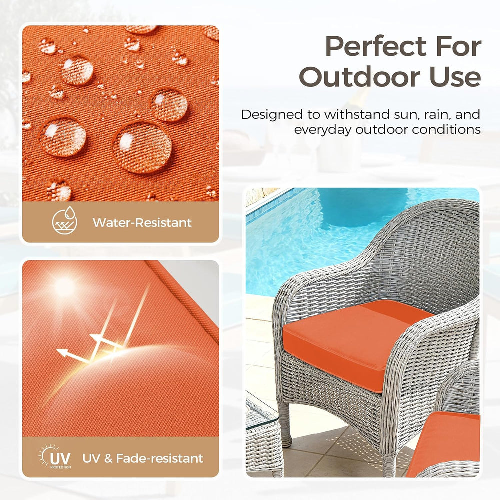 UNIKOME Outdoor Chair Cushions Set of 4, Water Resistant Patio Seat Cushions ...