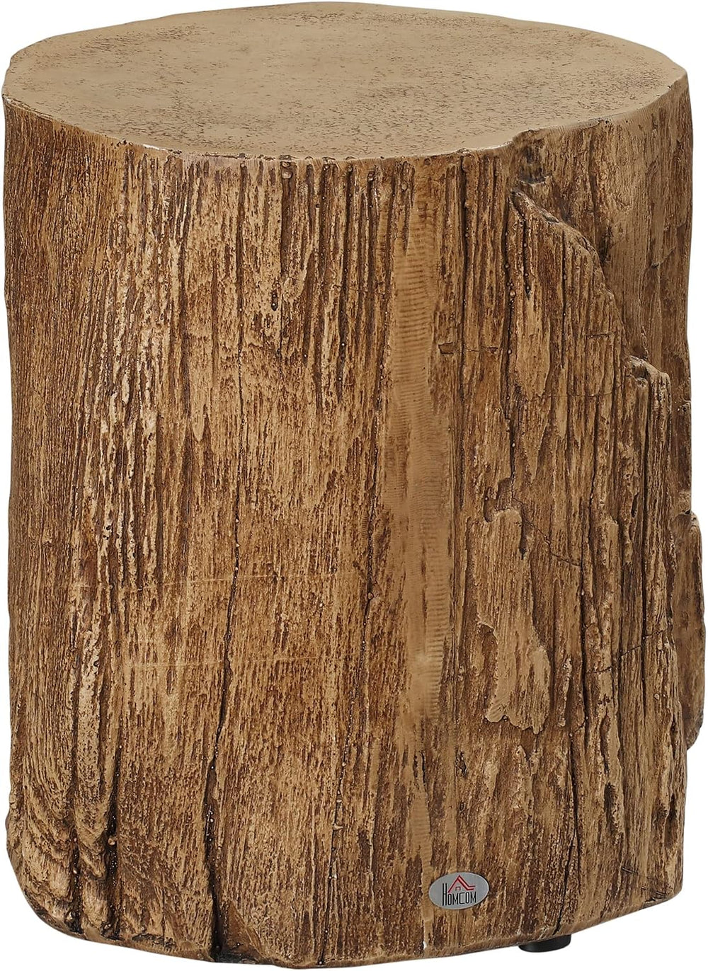 Tree Stump Stool, Decorative Side Table with Round Tabletop, Concrete End Tab...