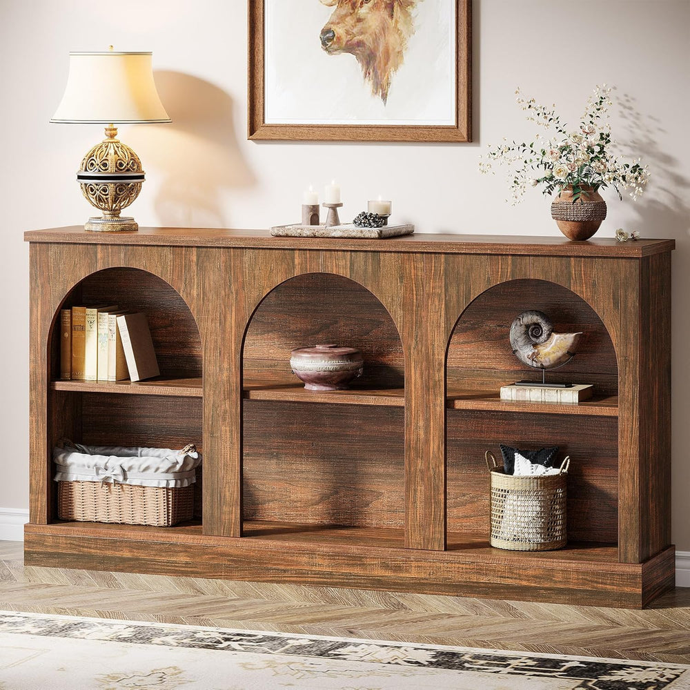Tribesigns Farmhouse Console Table, 63-Inch Long 3 Tier Entryway Table with S...