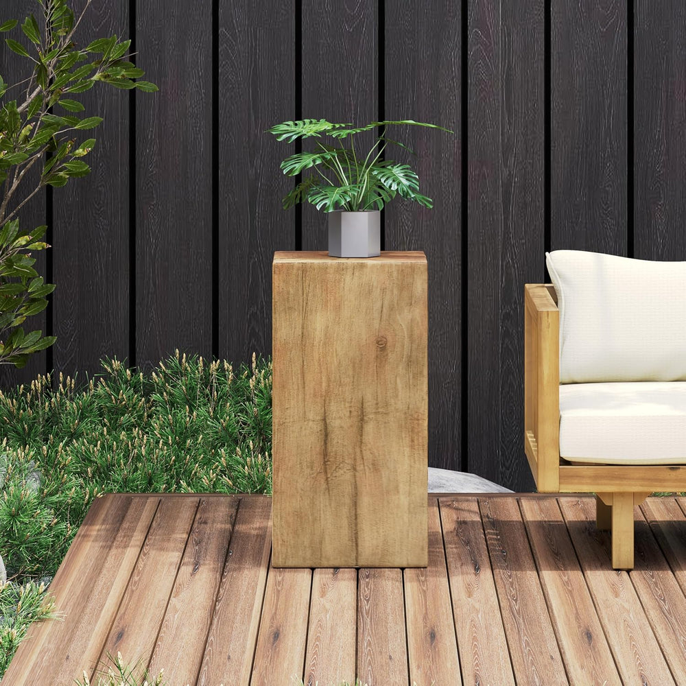 27.75" Tall End Table, Square Wood-Look Column for Indoor & Outdoor ...