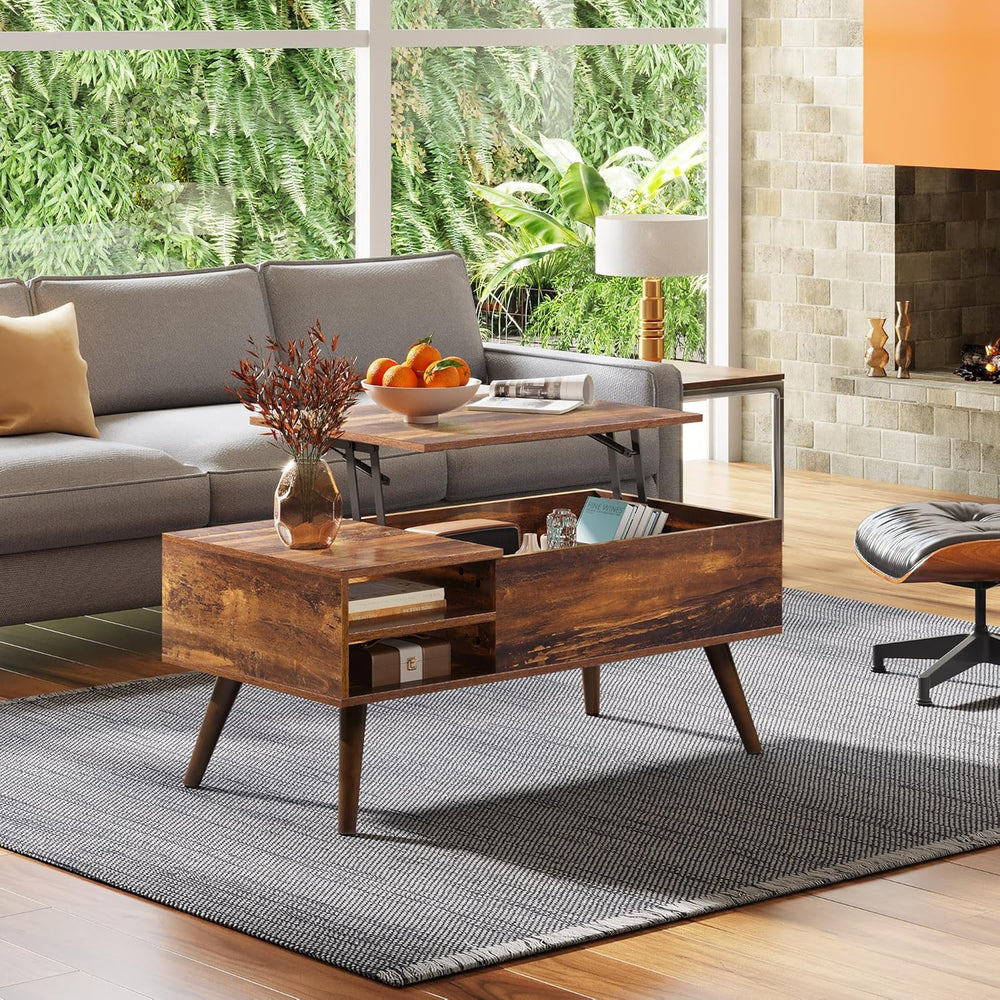 WLIVE Coffee Table with Lifting Top, Hidden Storage & Adjustable Shelf fo...