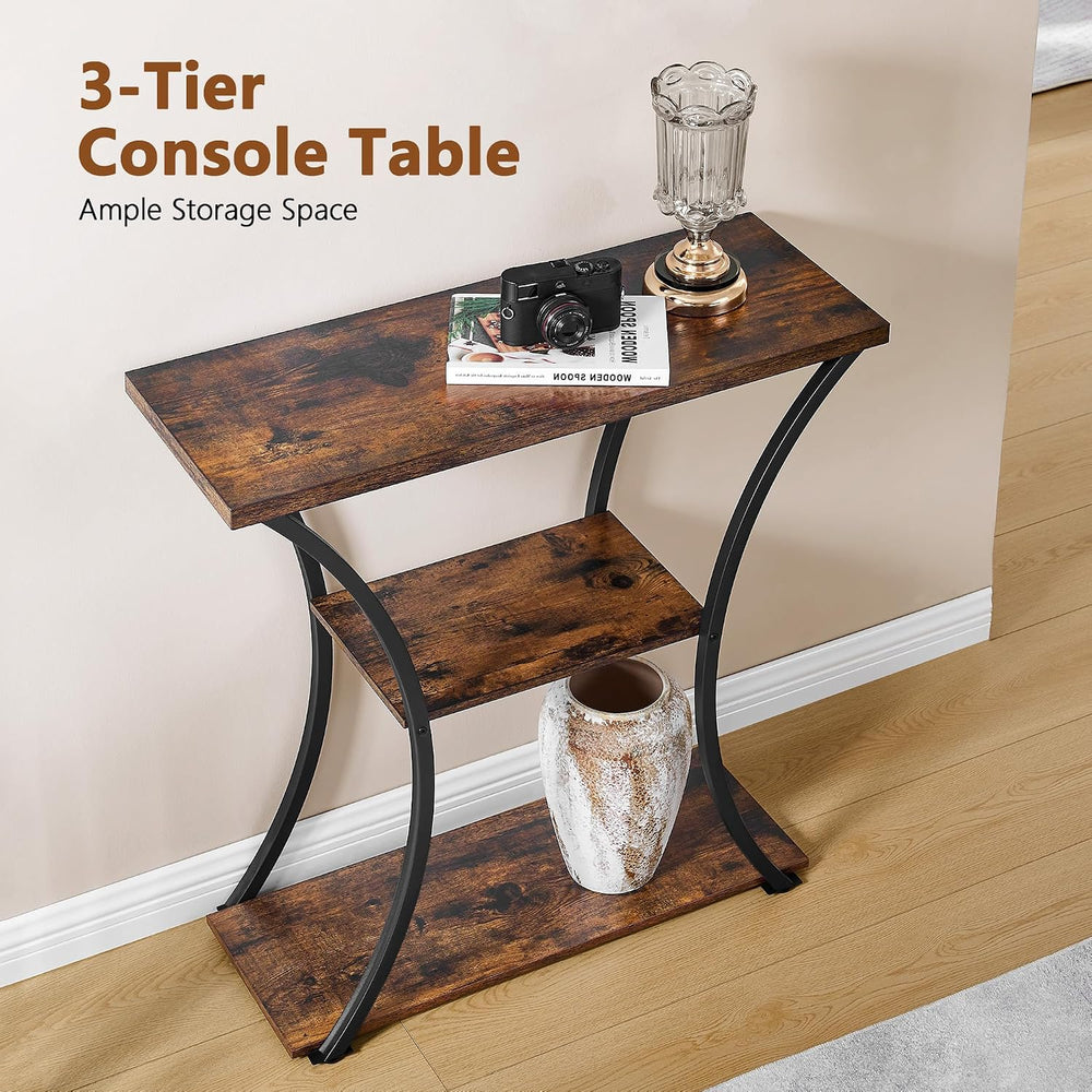 Hoctieon 3 Tier Console Table with Open Wood Shelves, Decorative Entryway Tab...