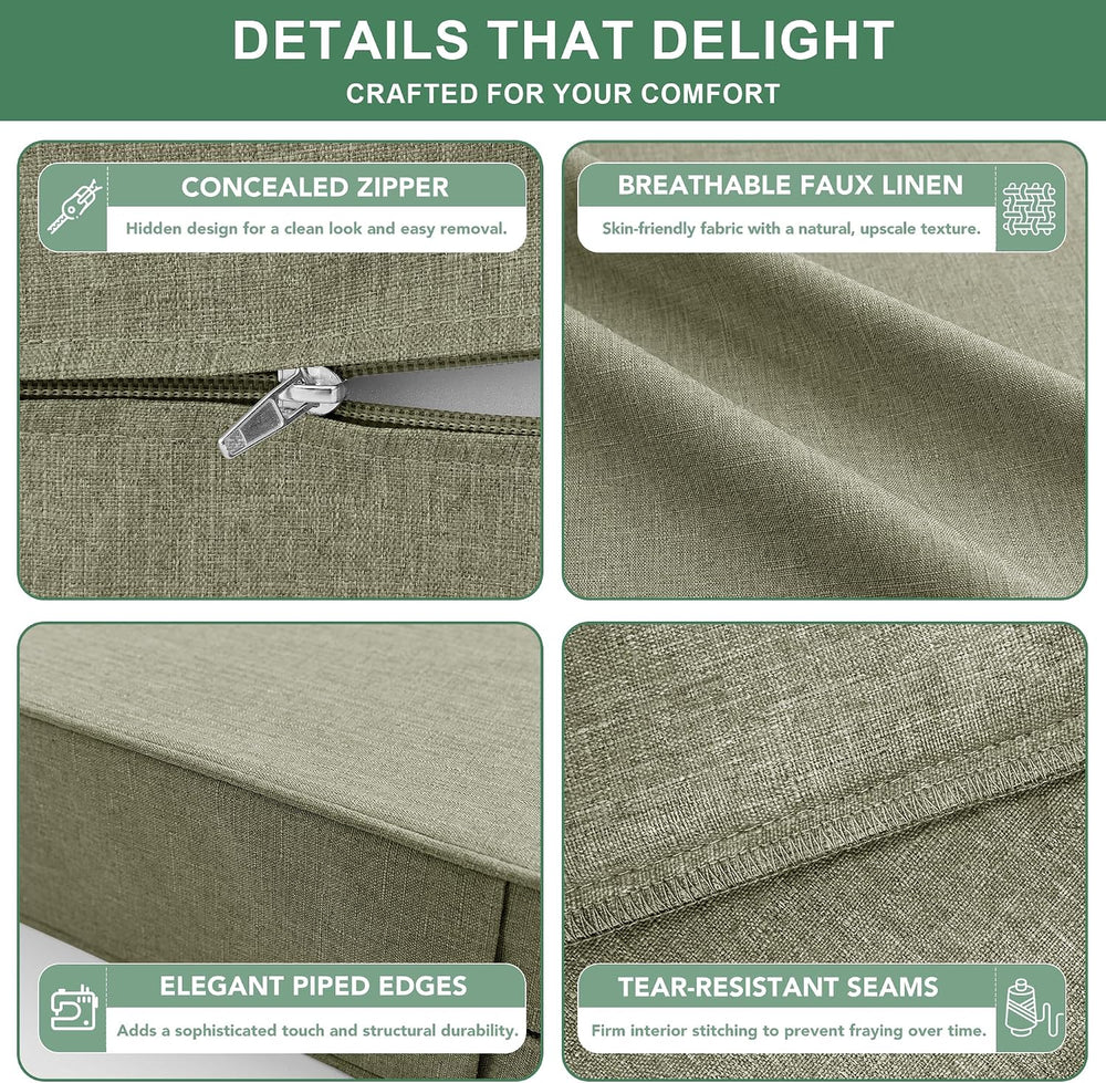 Summsun Water Resistant Outdoor Chair Cushions, Faux Linen Backrest and Deep ...