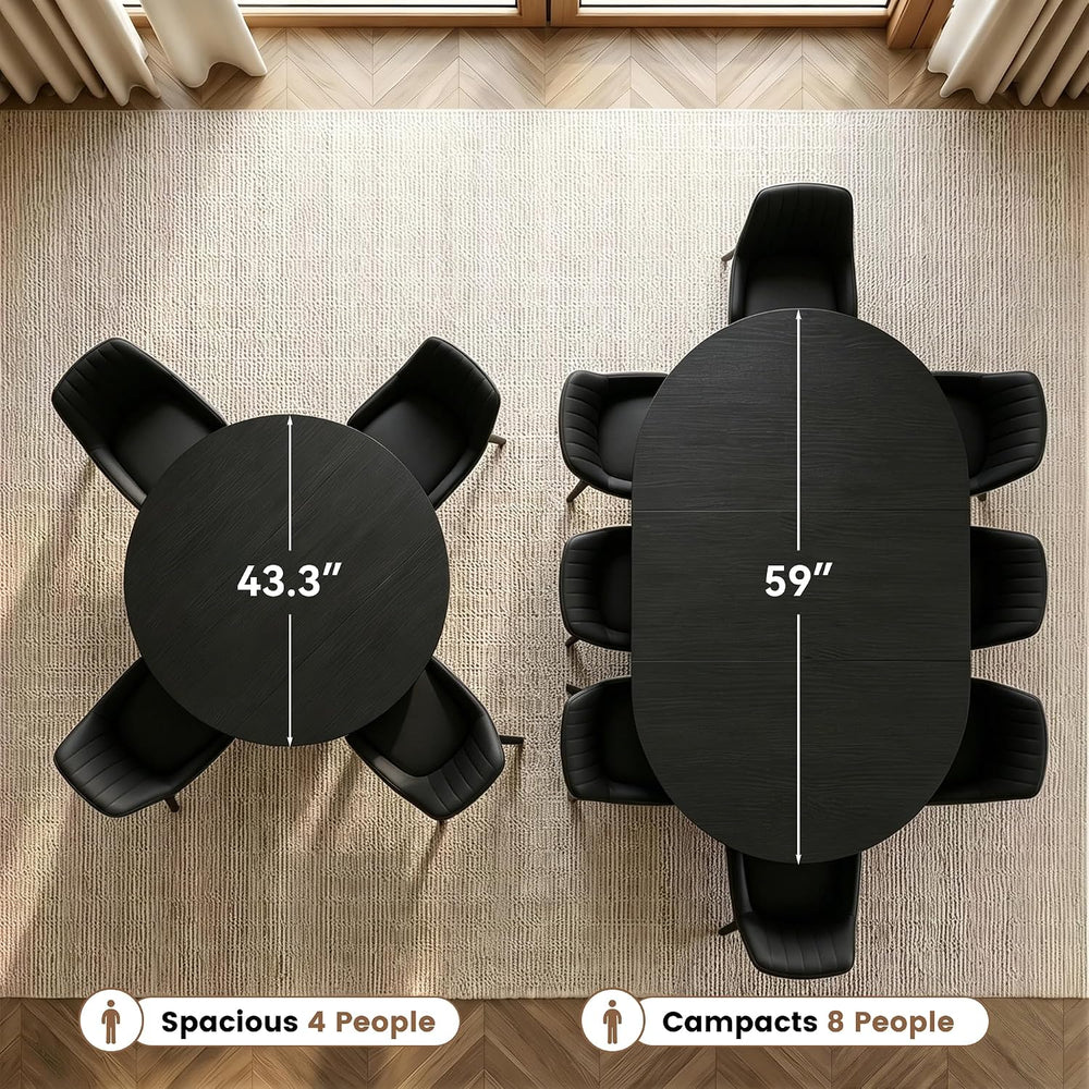 Miereirl Round to Oval Dining Table Set for 4-6, Expandable Kitchen Table wit...