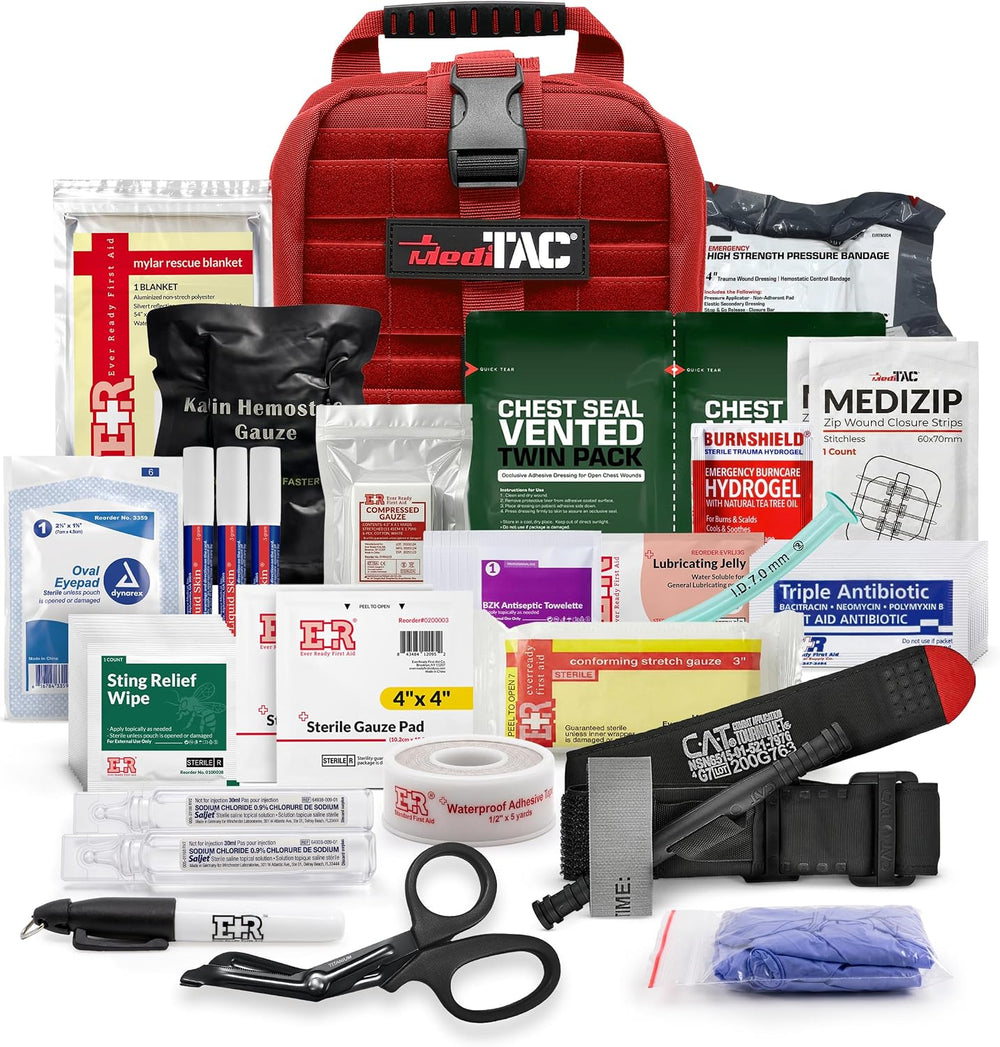 MediTac IFAK Trauma Kit with C-A-T Tourniquet, Chest Seal, Hemostatic Gauze, ...