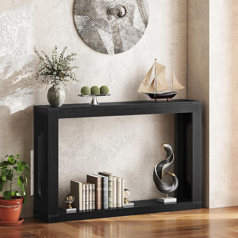YATINEY Farmhouse Console Table, 47.2 Inches Wooden Sofa Table, Behind Couch ...