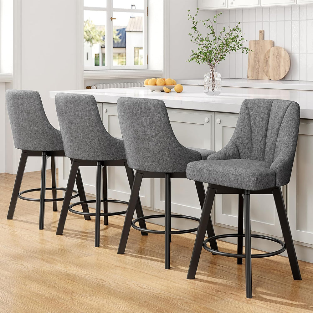 YaFiti 24" Swivel Counter Height Bar Stools Set of 6, Dark Gray
