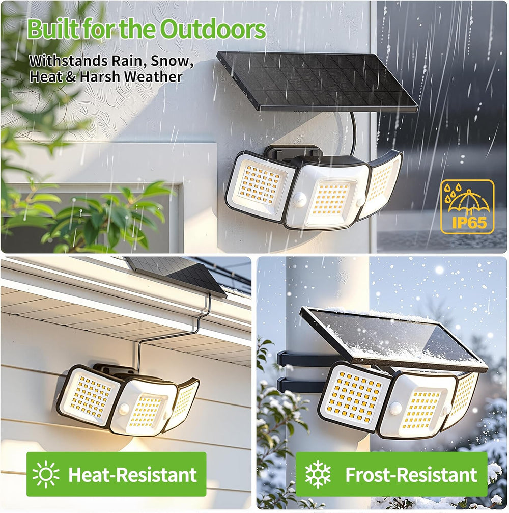 intelamp Outdoor Solar Flood Motion Sensor Light 6000mAh 6500K