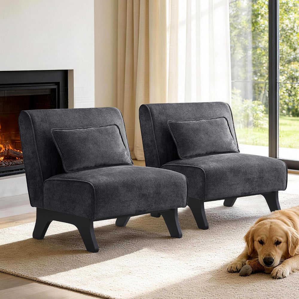 Armless Accent Chairs Set of 2 Upholstered Living Room Side Chairs