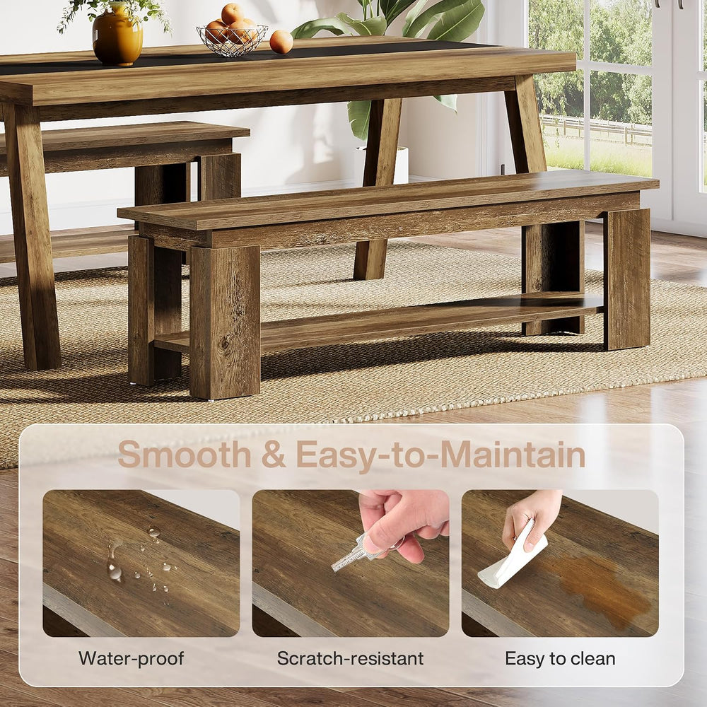 Tribesigns 63" Dining Bench for 2-3, Farmhouse Wooden Dining Room Bench ...