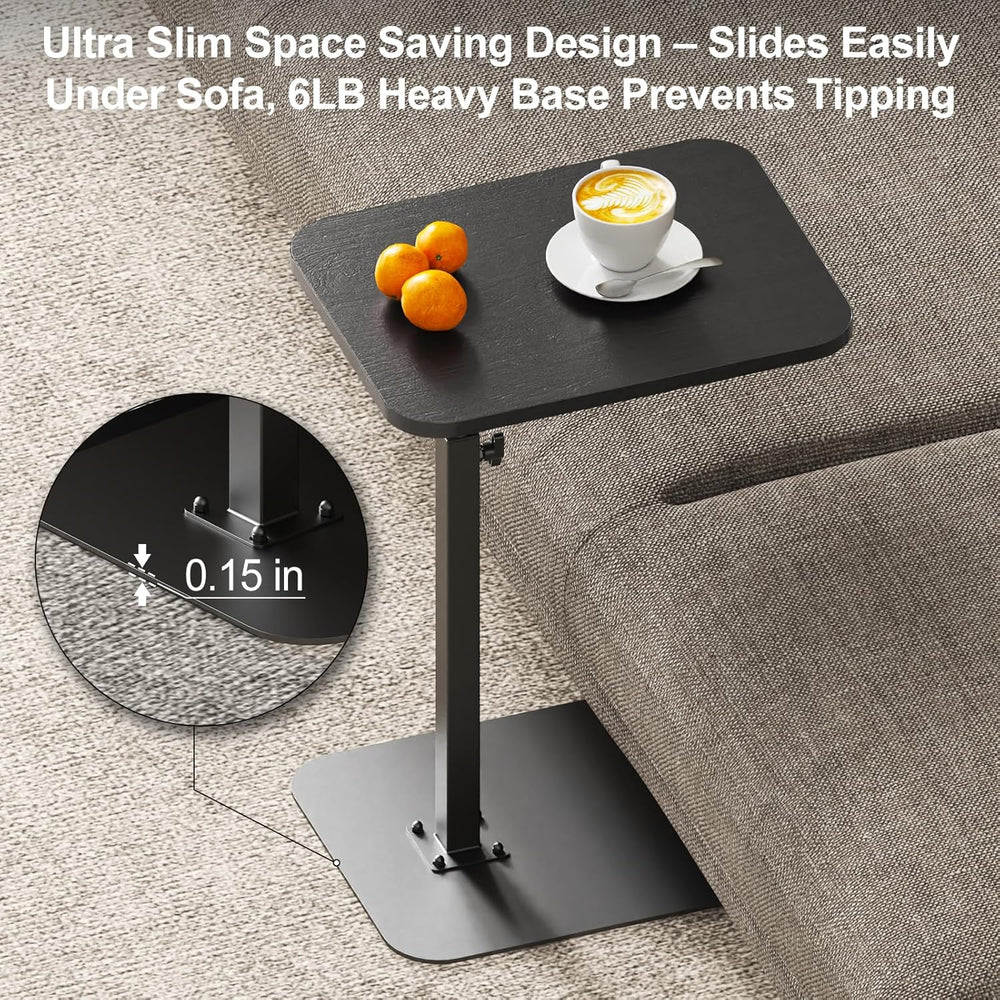 HzTinT Side Table Sofa Tray for Couch Heavy Metal Base Swivel/Adjustable Heig...