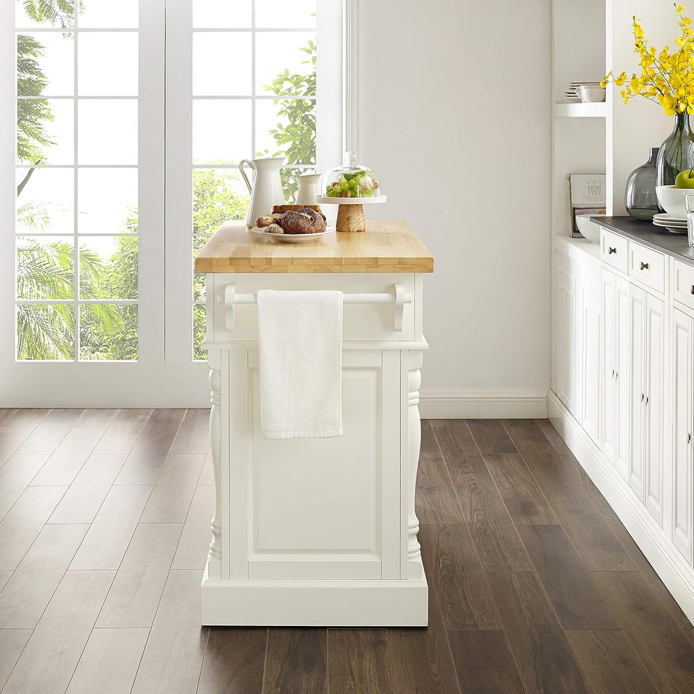 Crosley Furniture Oxford Butcher Block Kitchen Island, Microwave Stand, with ...