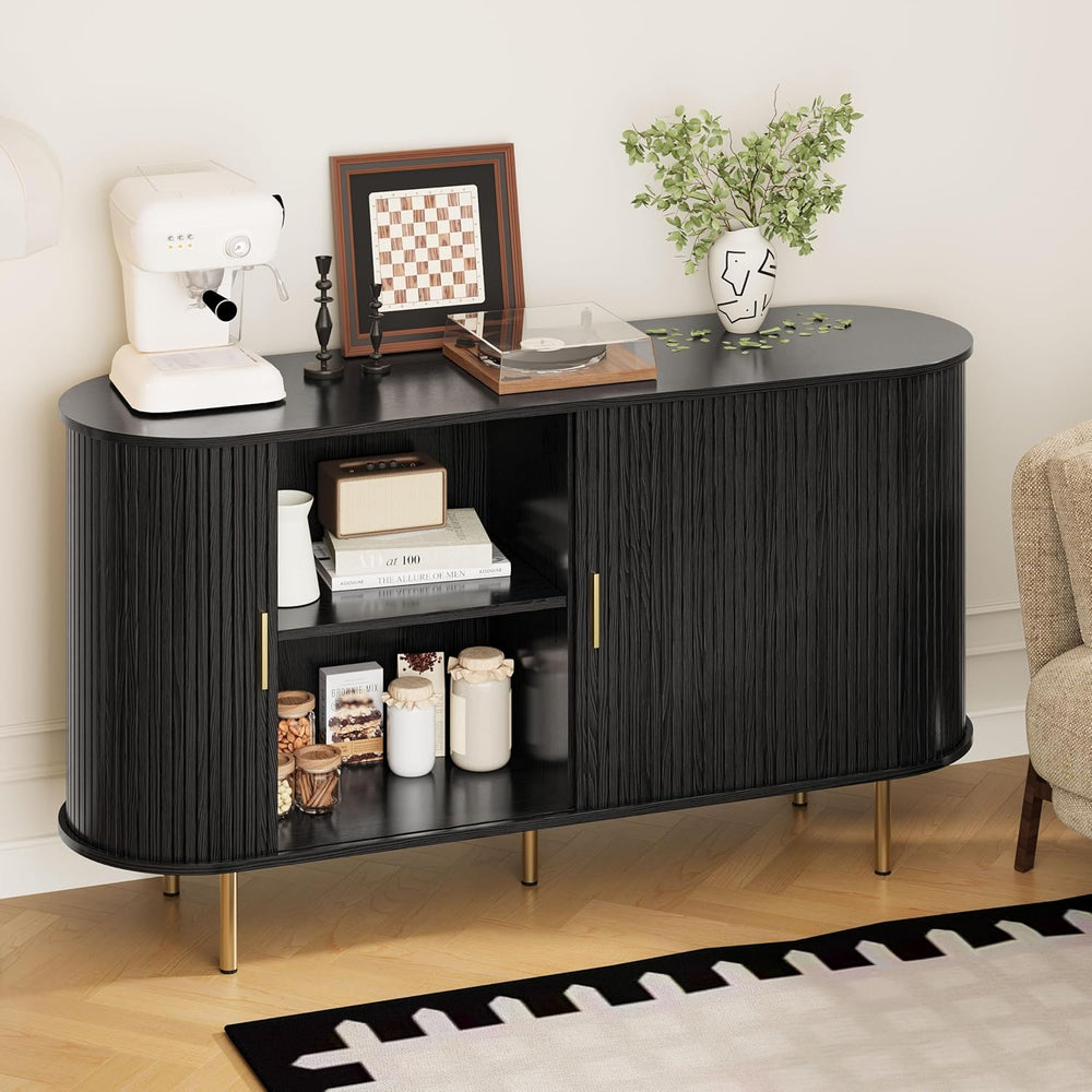 DHH Sideboard Buffet Cabinet with Storage,Mid Century Modern Fluted Accent Co...