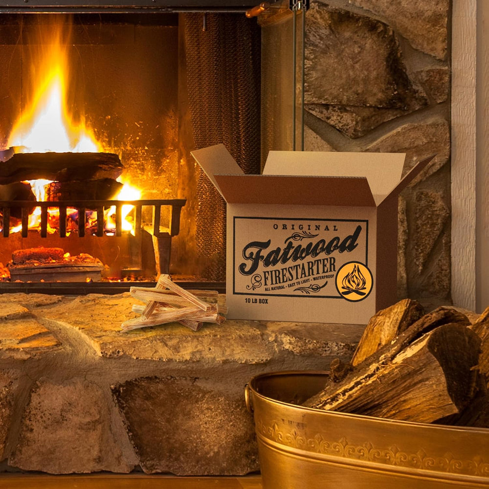 Fatwood Fire Starter Sticks 10lb Box - Indoor or Outdoor 100% All Natural Pin...