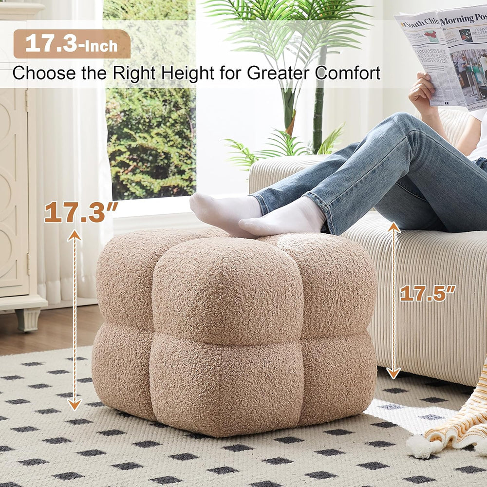 Zesthouse Square Pouf Ottomans Set of 2, Modern Vanity Chair for Bedroom | Sh...