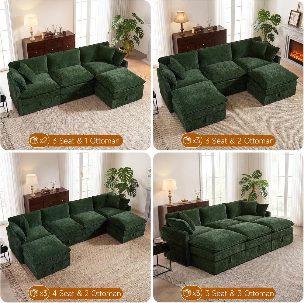 Myroyalsit Modular Sofa with Storage, 135" Sleeper Sofa Bed Sectional Cl...