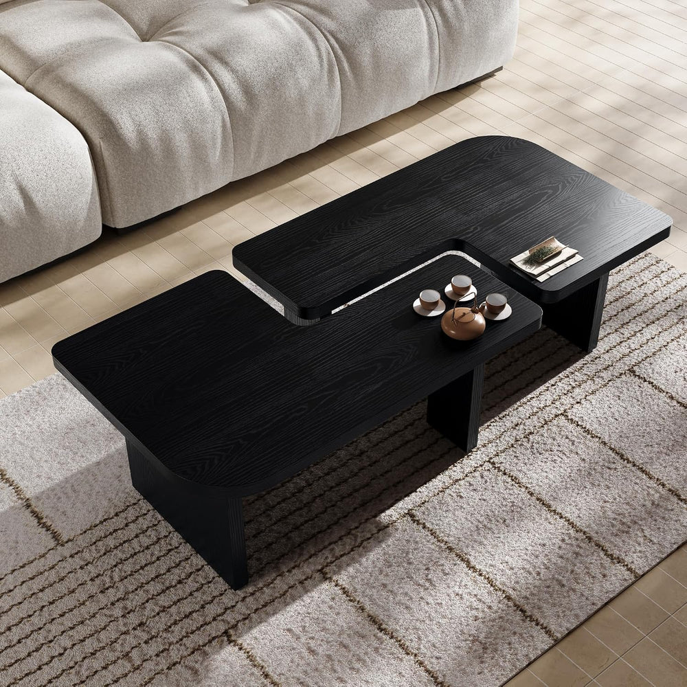 KEVINSPACE 2-Piece Modern Farmhouse Living Room Coffee Table Set,MDF Mid Cent...