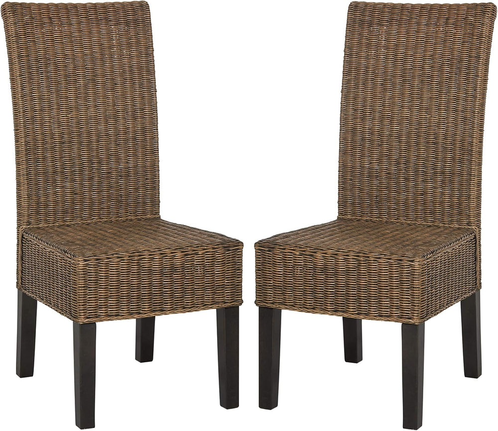 SAFAVIEH Furniture - Arjun Wicker Dining Chair Set of 2 - Brown & Multi -...