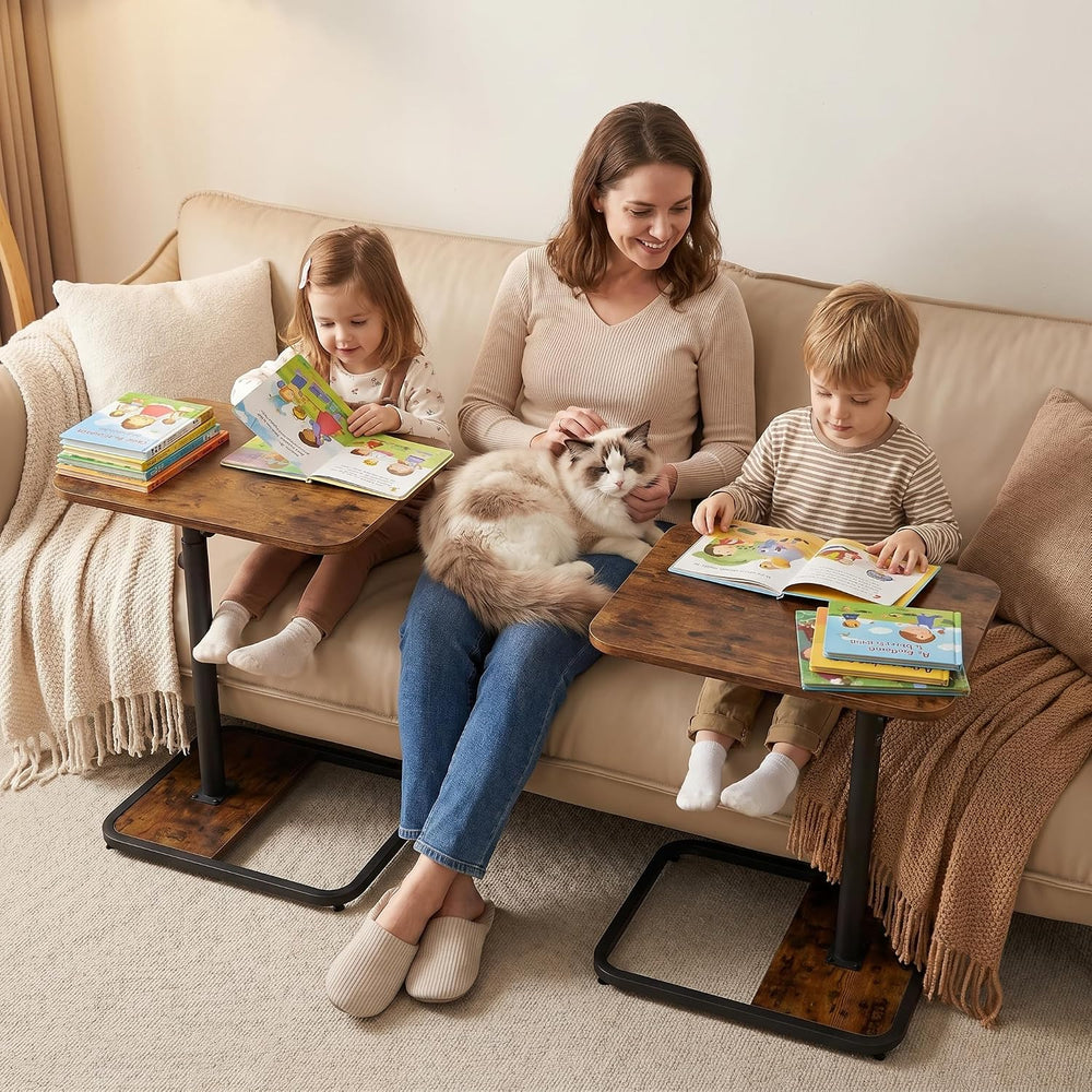 YUHFERA Large 2-Pack TV Tray Tables for Couch, Adjustable Height, Brown