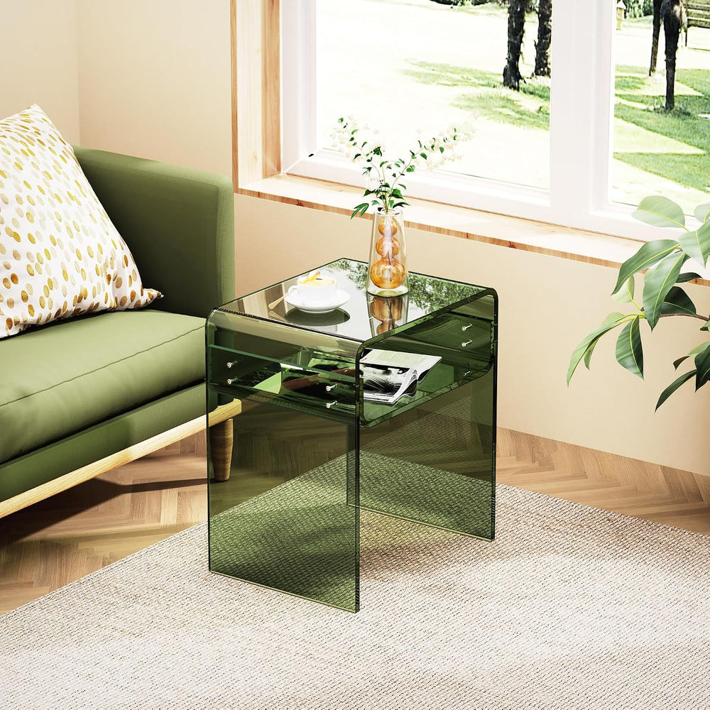 Clear Acrylic End Table 2-Tier Bedside Nightstand for Living Room Bedroom (1,...