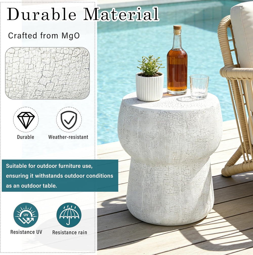 14.37" Side Table with Crack Process,Morden Concrete Accent Coffee Table...