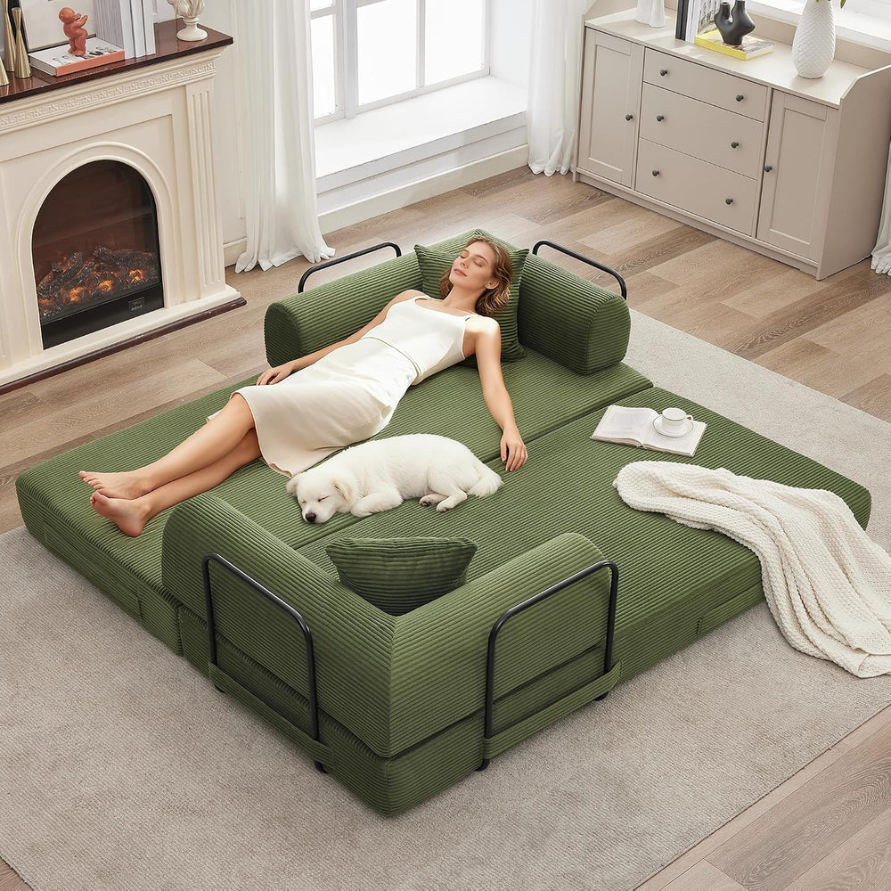 GarveeHome 79" Convertible Sleeper Sofa Bed Couch, 4-in-1 Corduroy Foldi...
