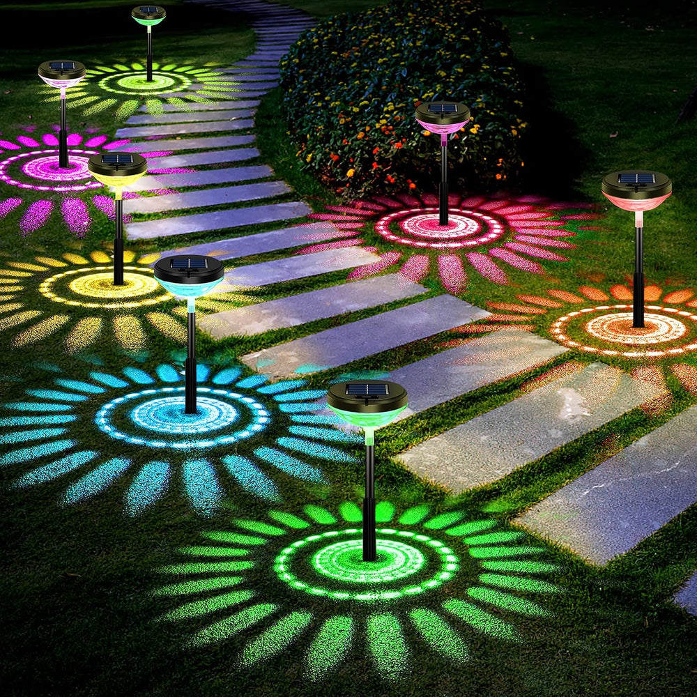 Bright Solar Pathway Lights 6 Pack,Color Changing+Warm White LED Solar Lights...
