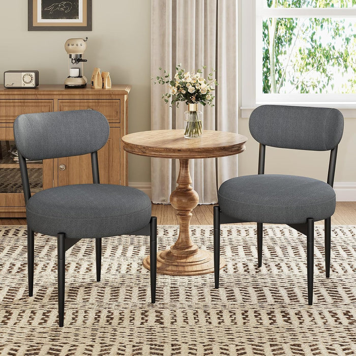 Welzona Upholstered Dining Chairs Set of 2, Dining Room Chairs with Sturdy Metal Legs, Kitchen Chairs for Dining Room/Kitchen/Restaurant/Hotel, Modern Style, Matte Gray