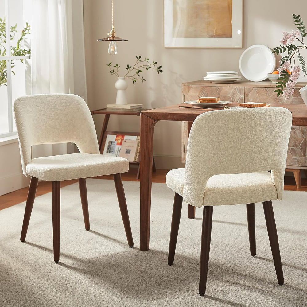 Usaint Wooden Dining Chairs Set of 2, Fabric Dining Room Chairs, Beige