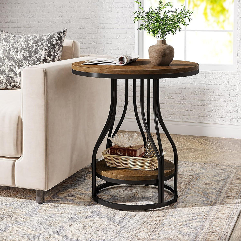 Tribesigns Round Side End Table 2-Tier End Tables Modern Bedside Table Small ...