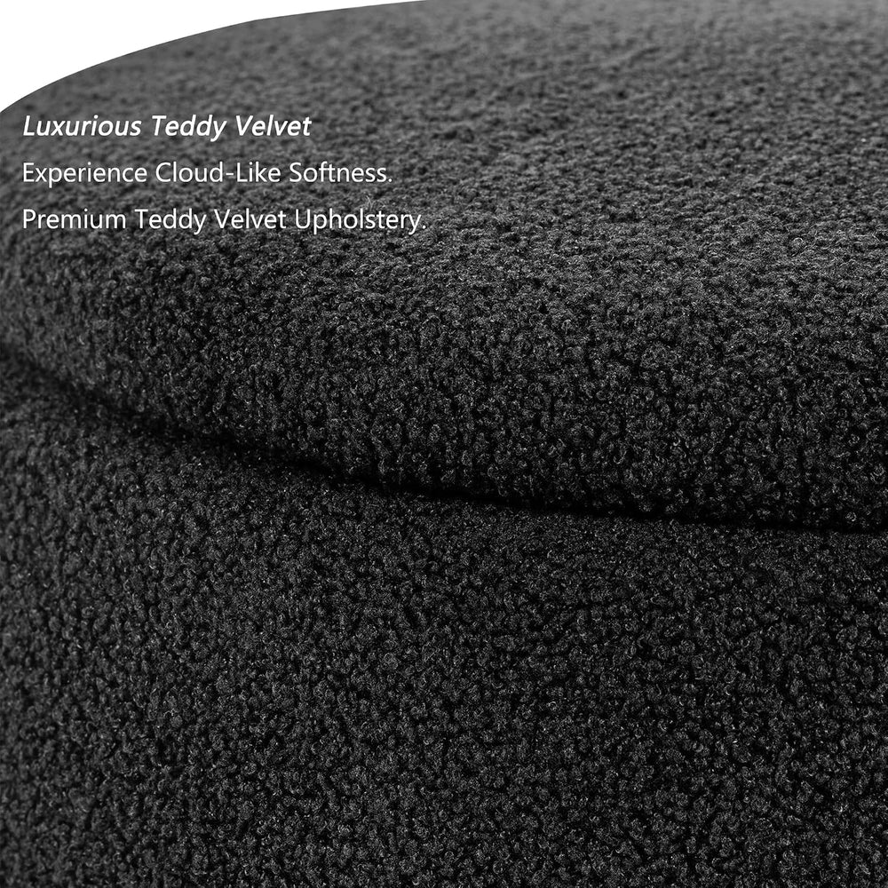 Homebeez 23" Round Storage Ottoman with Removable Lid, Faux Fur Footrest...