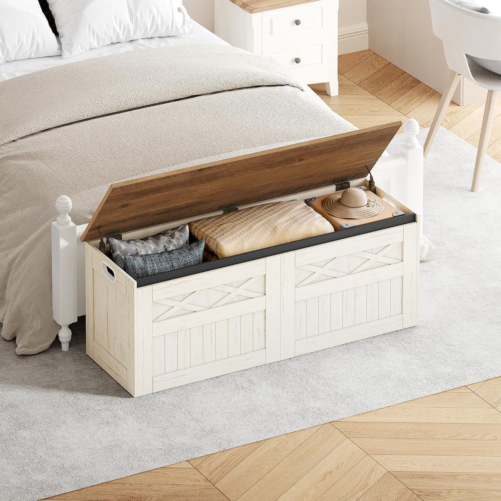 Hzuaneri 47.2" Storage Chest, Large Storage Bench with 2 Hinges, Farmhou...