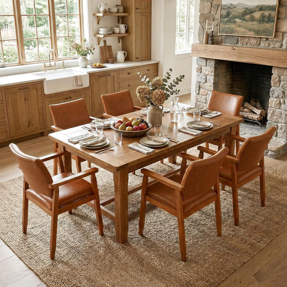 NOBPEINT Mid-Century Modern Dining Chairs with Armrest Set of 1, PU Leather U...