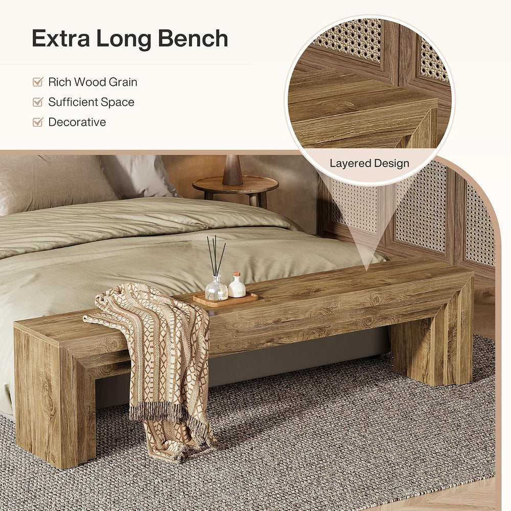 Tribesigns 71" Extra Long Entryway Bench, Modern Farmhouse Shoe Bench Wo...