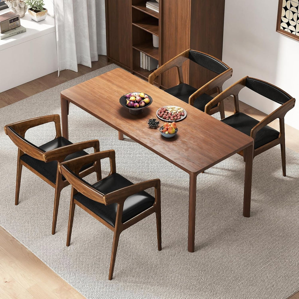COSTWAY Dining Chairs with Arms and Padded Seat Set of 4, Brown & Black |...