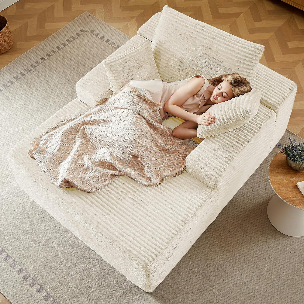 LUCKHAO 50" Oversized Chaise Lounge Chair Indoor,Corduroy Reading Chair ...