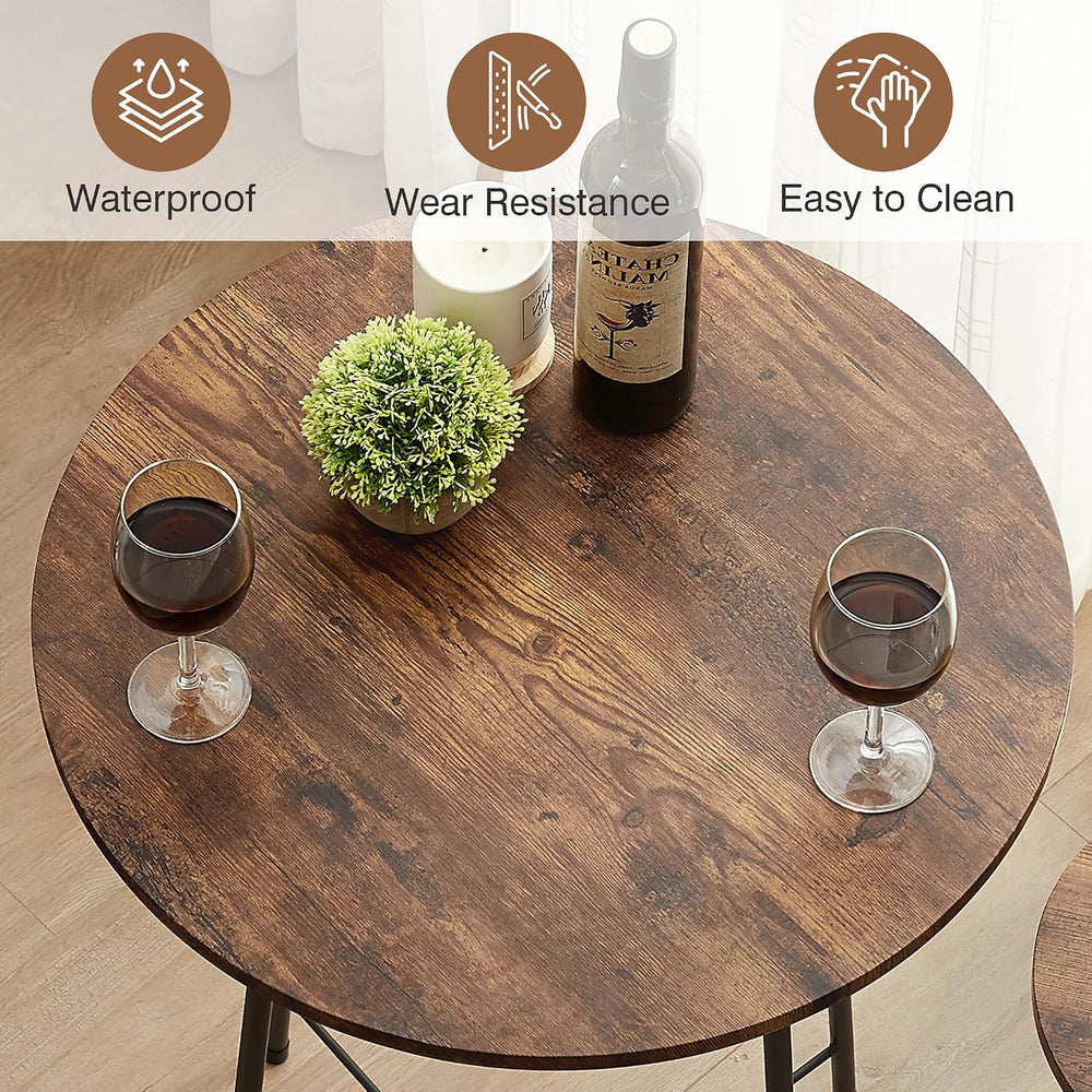VECELO 3 Piece Pub Table and Chairs Sets Counter Height Bistro Bar Sets with ...