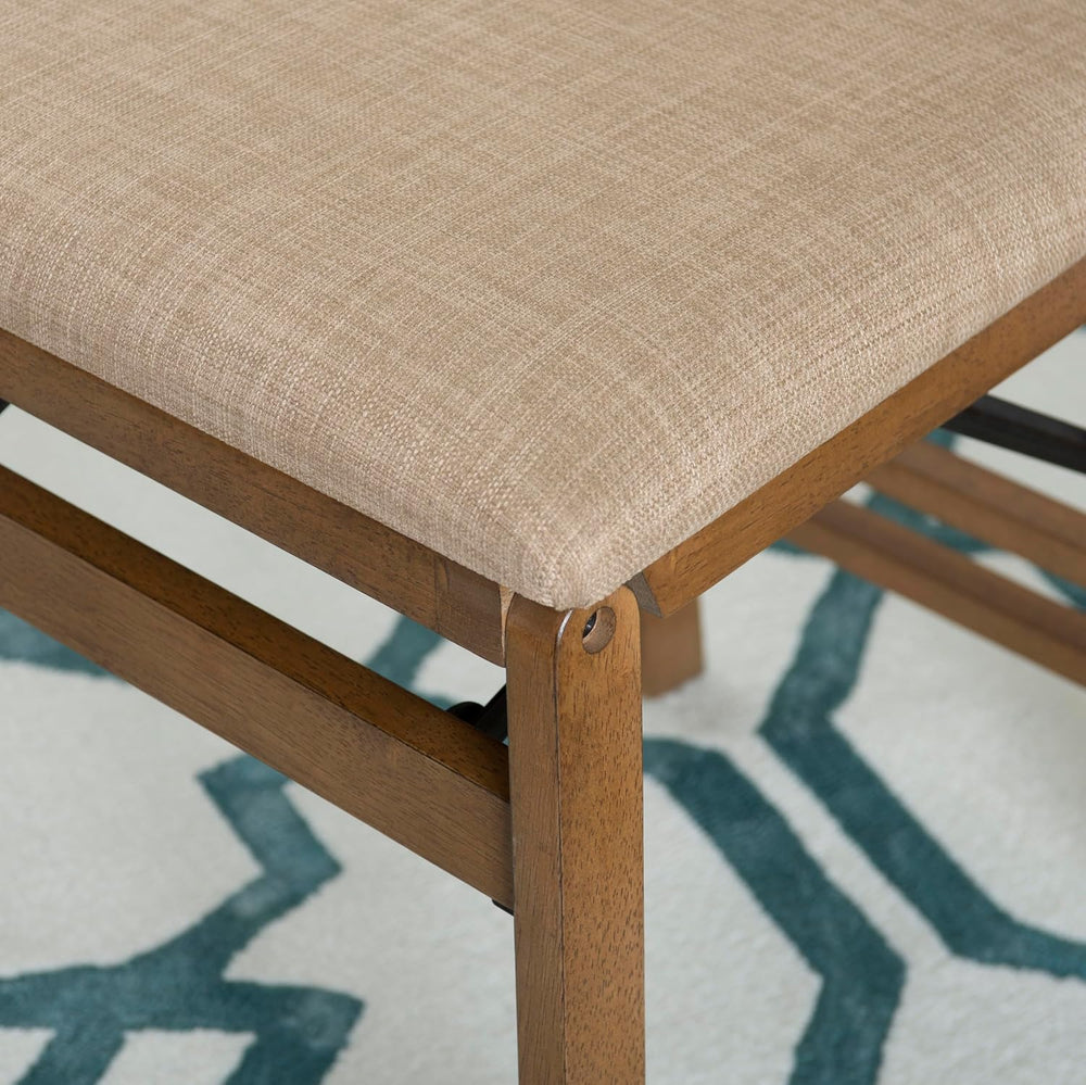 Bennett Natural Folding Chair with Rope Back and Linen Upholstered Seat Set o...