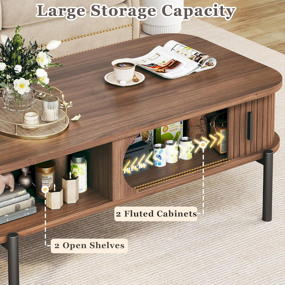 Coffee Table, 39.4" Mid Century Modern Coffee Tables for Living Room, Co...