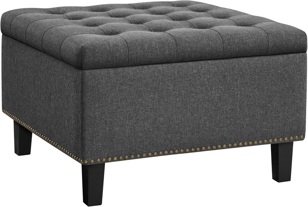 Yaheetech 28in Square Storage Ottoman Coffee Table with Nailhead, Dark Gray |...