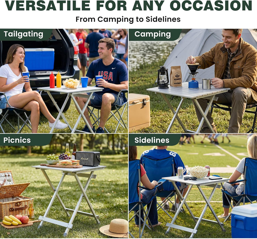 SUNNYFEEL Folding Camping Table - Lightweight Aluminum Portable Picnic Table ...