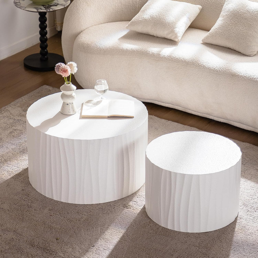 Nesting Round Coffee Table Set of 2, 26.77" (W) Circle Accent End Table ...