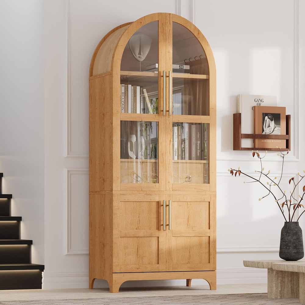 Modern 71" Tall Arched Kitchen Pantry with Door Shelves,Storage Cabinets...