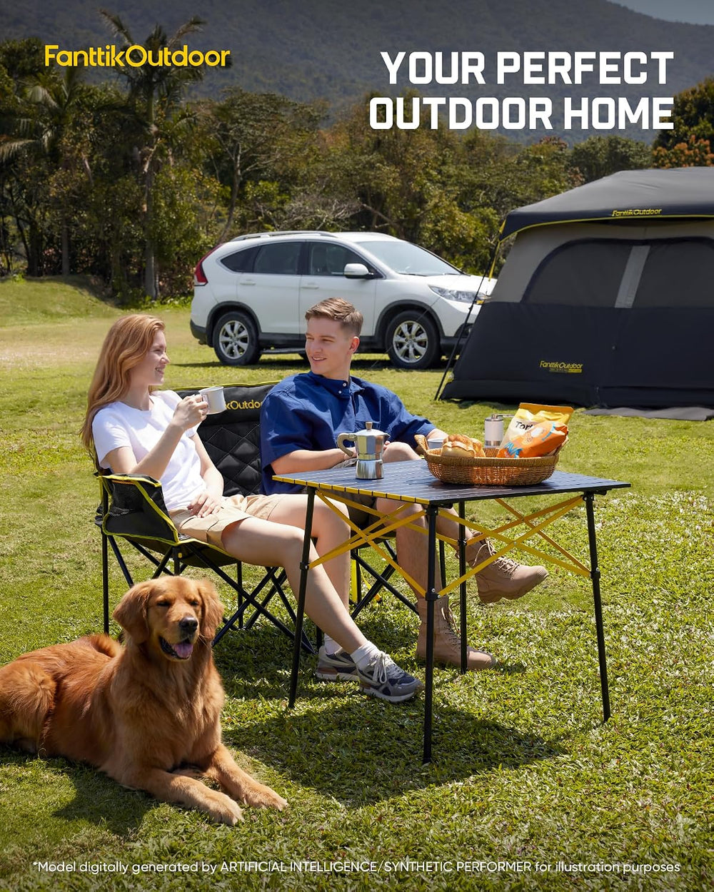 FanttikOutdoor Zeta L11 Duo Pro Double Camping Chair, 2 Person Portable Foldi...