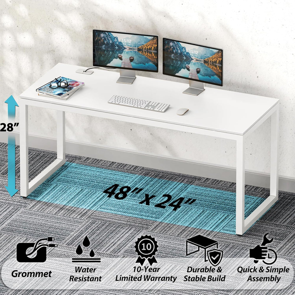 SHW 48-Inch Commercial-Grade Office Computer Desk, White