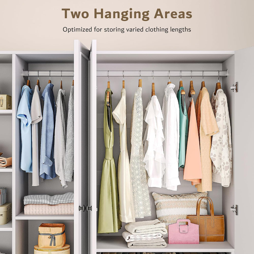 iPormis 4 Doors Armoire Wardrobe Closet with 2 Drawers, 63" Large Wardro...