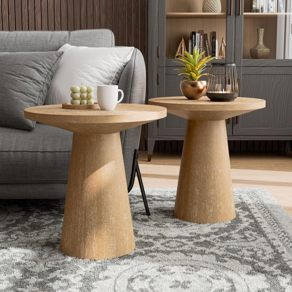 Furniture of America Lestara Modern Solid Wood 2-Piece Brown 29-inch Round En...
