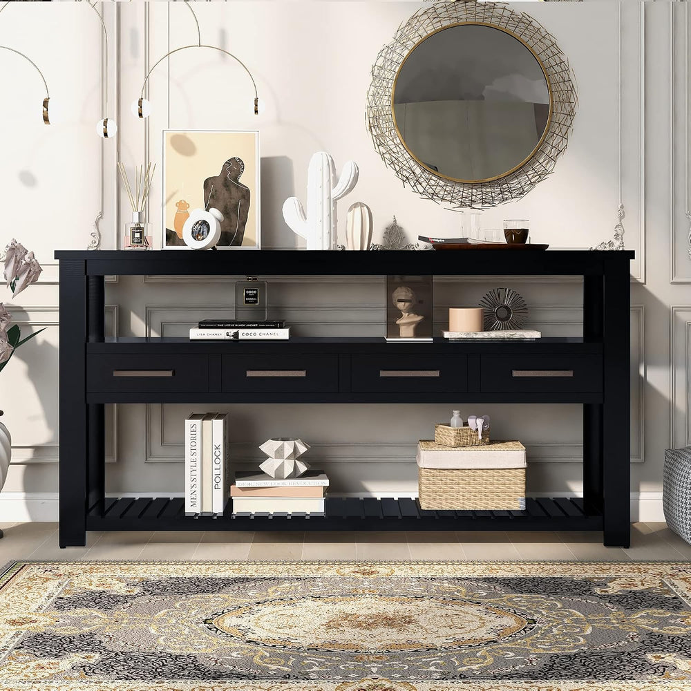 LKTART Console Table for Entryway with 4 Drawers,61.5'' Long Sofa Tab...