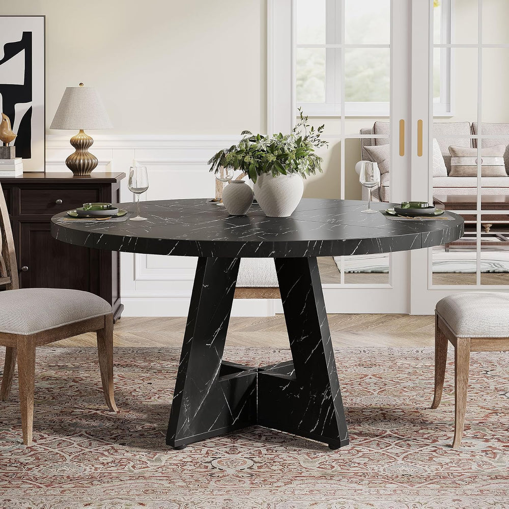 Tribesigns 47 inch Round Dining Table Wood Kitchen Table for Dining Room, 47&...