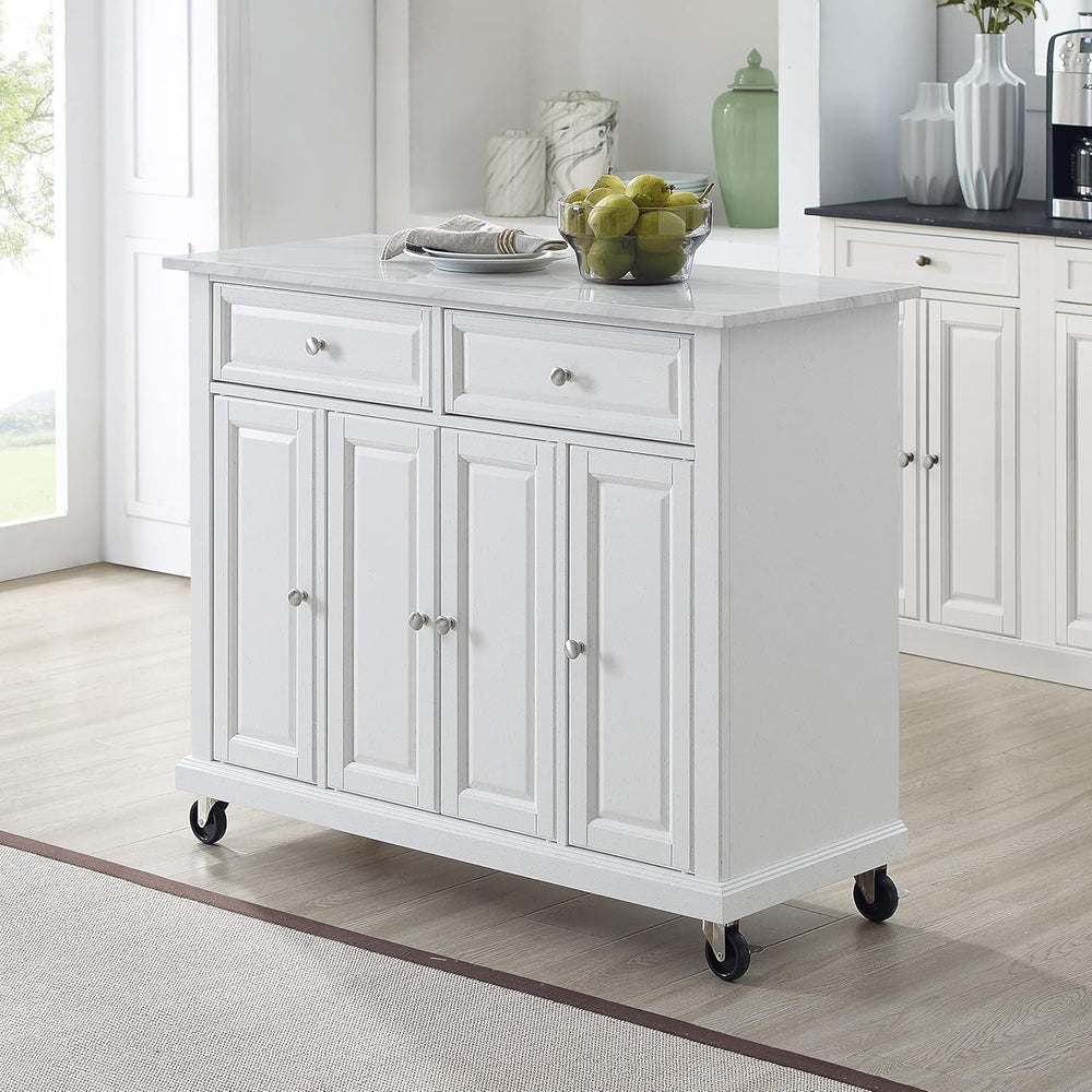 Crosley Furniture Avery Rolling Kitchen Island Storage Cart with Shelves, Mic...